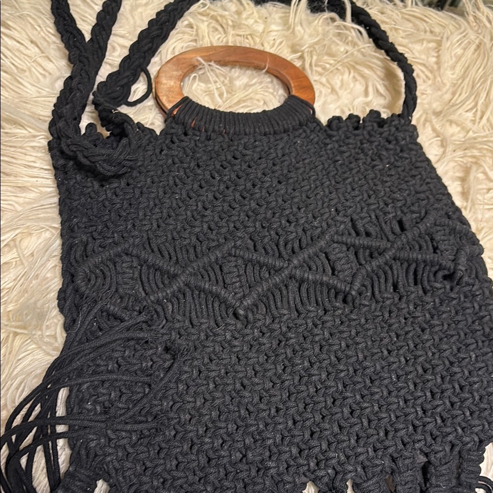 Danielle Nicole Black Fringe Tote Bag - image 2
